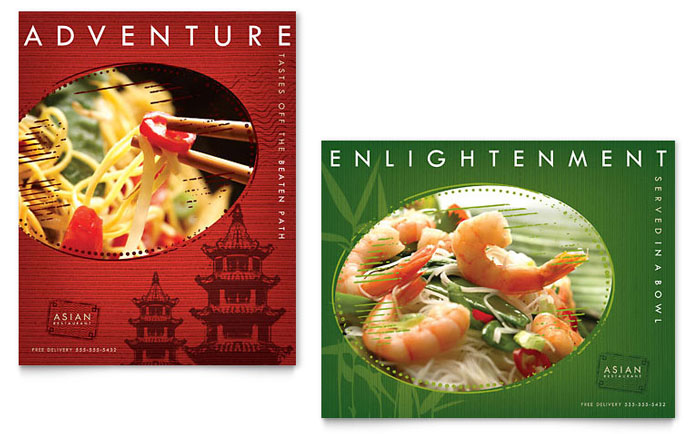 asian restaurant poster template design