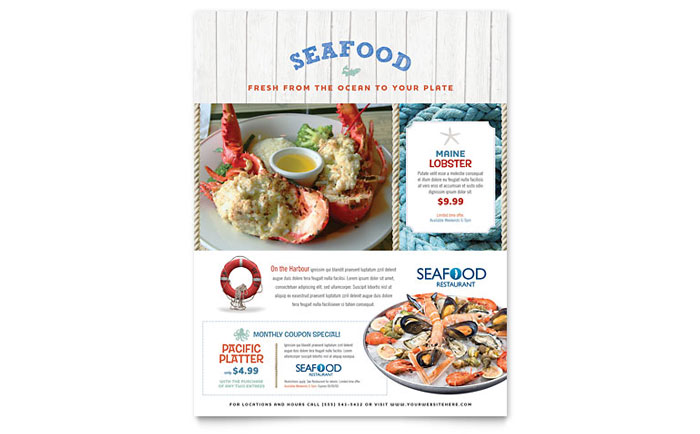 seafood restaurant templates brochures flyers business cards