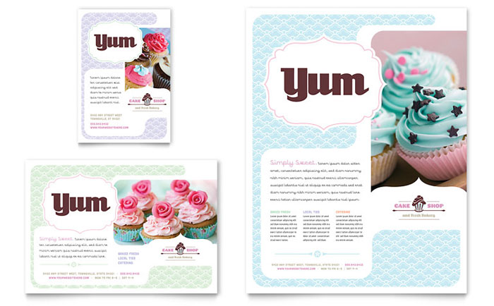 bakery cupcake shop flyer ad template design