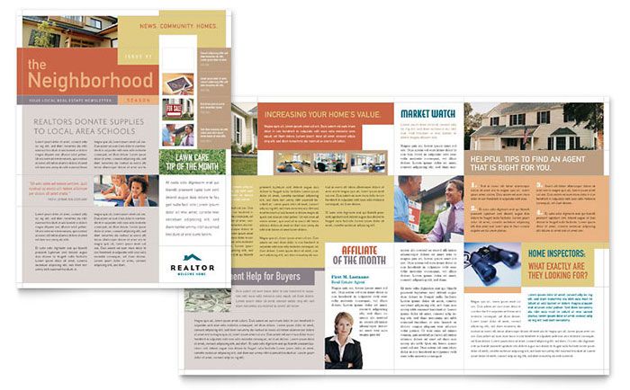 realtor real estate agency newsletter template design neighborhood website template