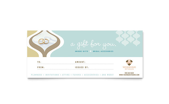 Wedding Supplies Gift Certificate Template Design Gift Certificate