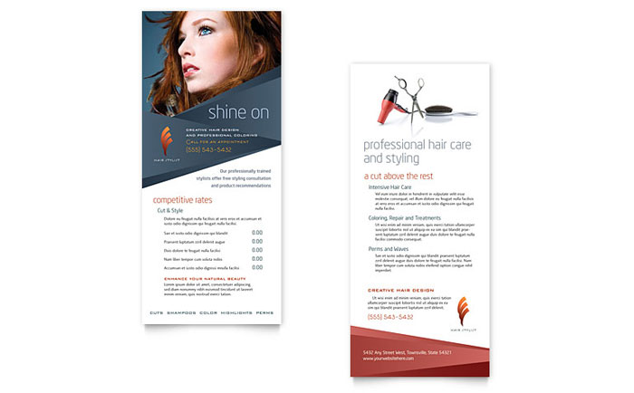 Hair Stylist Salon Rack Card Template Design