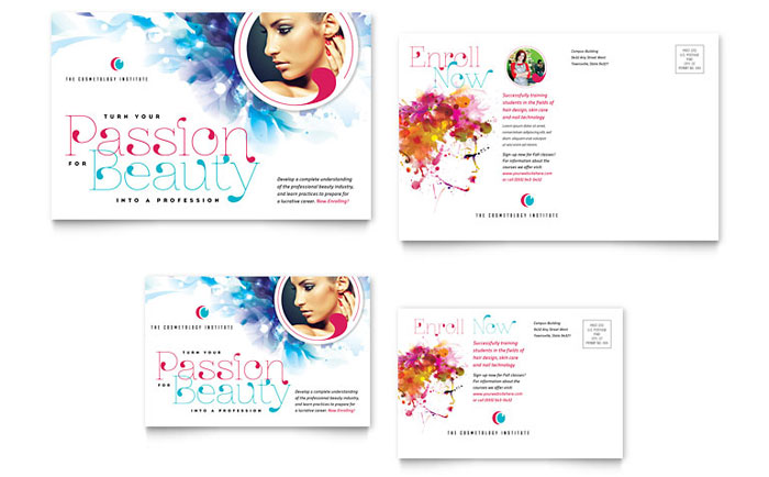 cosmetology postcard template design microsoft word postcard template