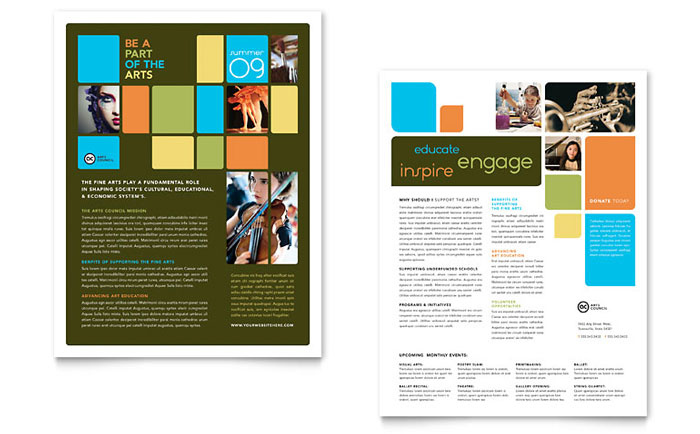 arts council amp education brochure template design educational handout template