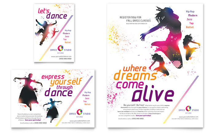 dance studio flyer ad template design