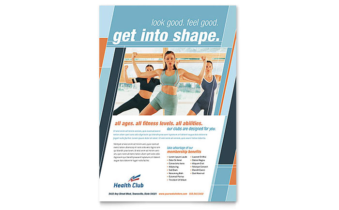 Health Club Fitness Center Flyers Templates Graphic Designs Health Fitness Gym Flyer Template