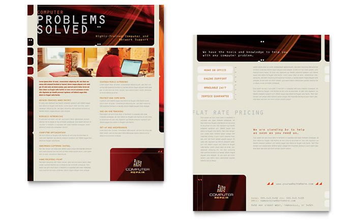 computer repair datasheet template design free brochure template downloads