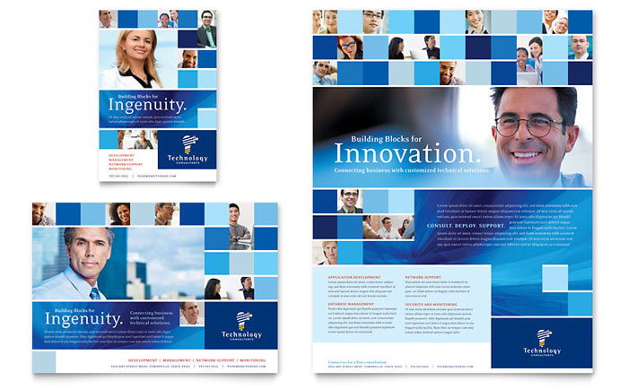 technology consulting it flyer ad template design