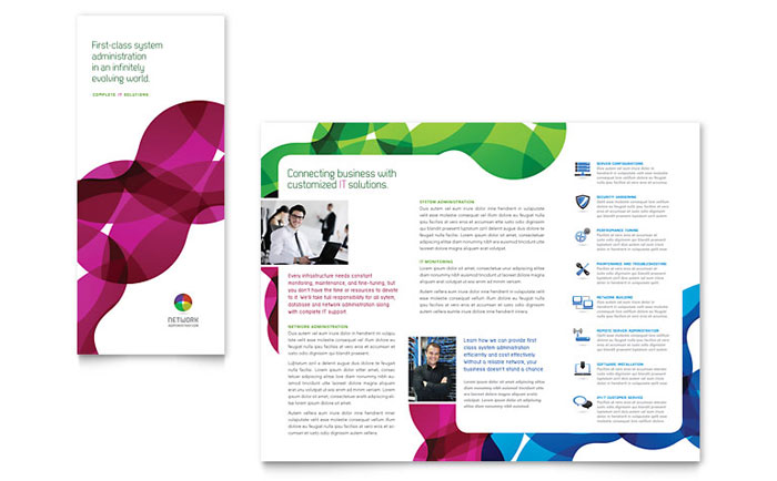 network administration tri fold brochure template design tri fold format