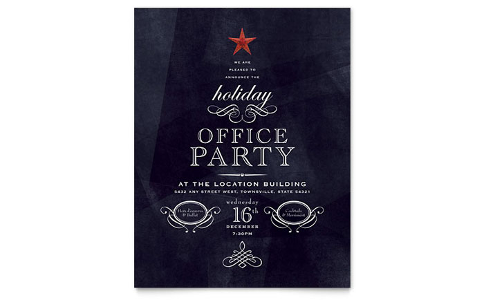 office holiday party flyer template design