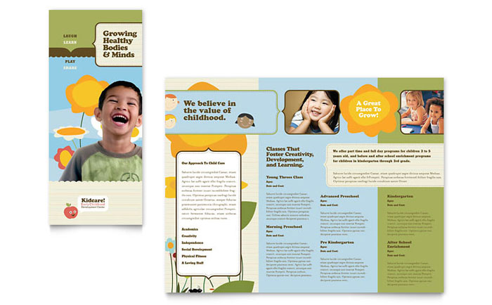 Child Development School Tri Fold Brochure Template Design