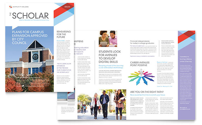 College Newsletter Template - Adobe InDesign