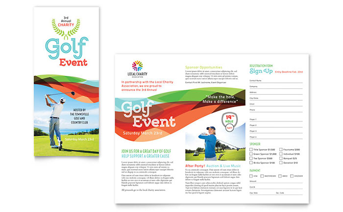 Charity Golf Event Brochure Template Design