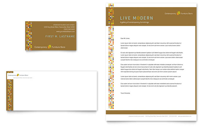 Furniture Store Business Card Letterhead Template Design